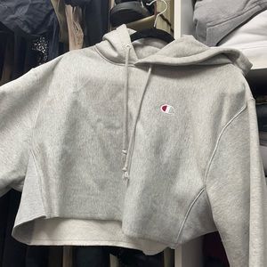 Grey champion cropped hoodie